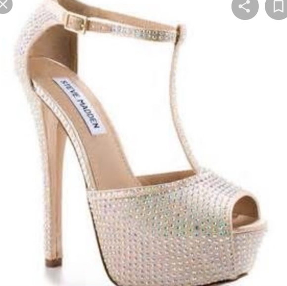 Steve Madden Rainbow Mermaid Maggie Covered Rhinestone Bling Platform High Heels - Picture 3 of 8